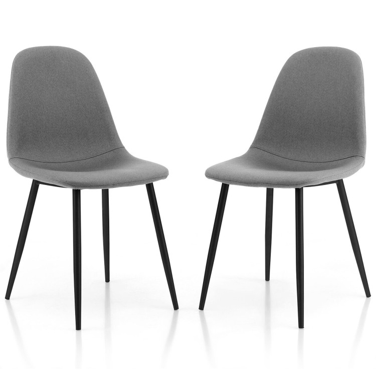Dining Chairs Set of 2 with Black Metal Legs-GrayCostway Gallery View 1 of 9